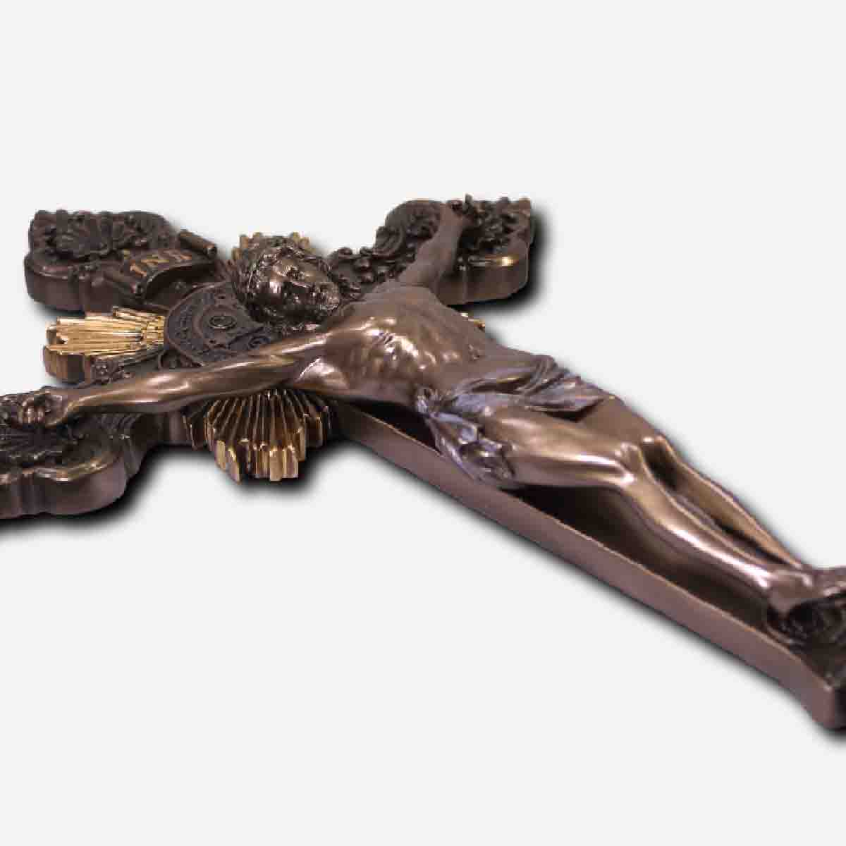Wall Mounted Crucifix Bronze Finish - 8 x 2 x 14 Inches - Image 4
