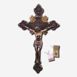 Wall Mounted Crucifix Bronze Finish - 8 x 2 x 14 Inches