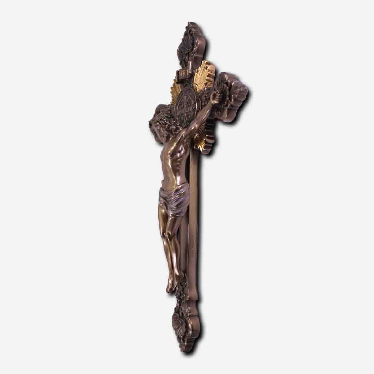Wall Mounted Crucifix Bronze Finish - 8 x 2 x 14 Inches - Image 3