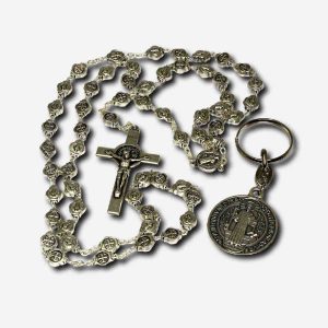 Rosary and Key Chain with Case - Saint Benedict