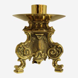 CANDLE HOLDER - BRASS METAL - 6 X 6 X 8 INCHES