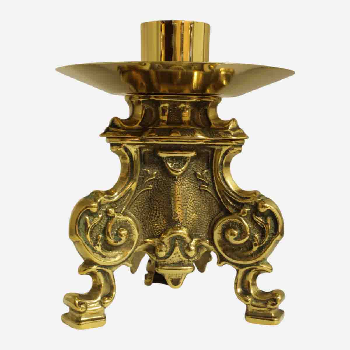 CANDLE HOLDER - BRASS METAL - 6 X 6 X 8 INCHES