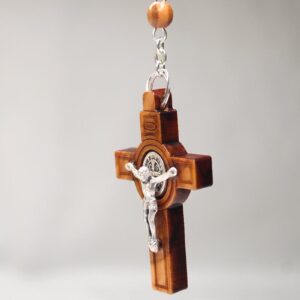 Wooden Rosary with Saint Benedict Medal - Made in Italy