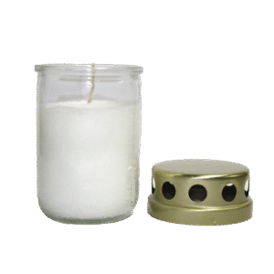 CANDLE WITH COVER - WHITE - 5 INCHES