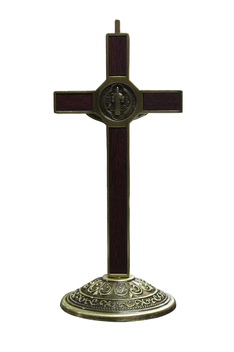 Crucifix with Saint Benedict Medal - removable stand - Bronze - Image 3