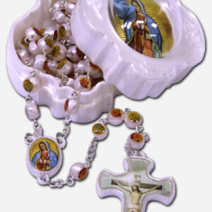 APRIL-CRYSTAL OUR LADY OF GUADALUPE BIRTHSTONE ROSARY 7x