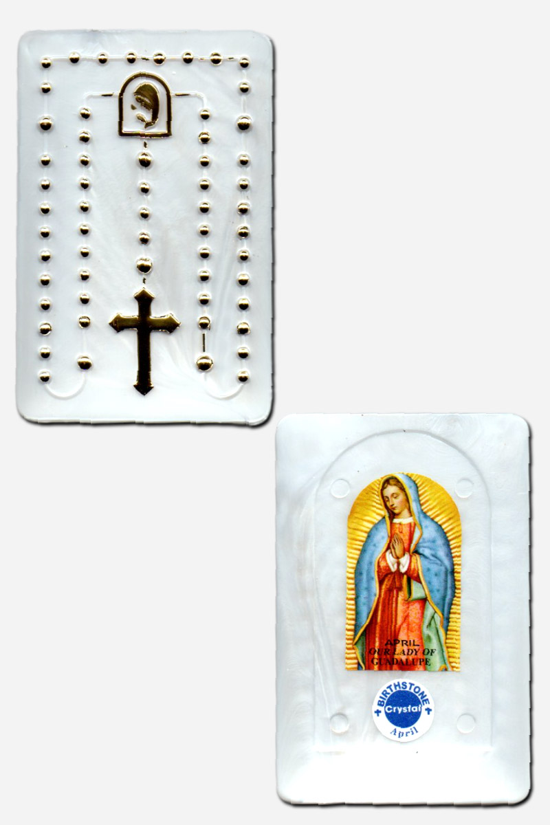 APRIL-CRYSTAL OUR LADY OF GUADALUPE BIRTHSTONE ROSARY CARD
