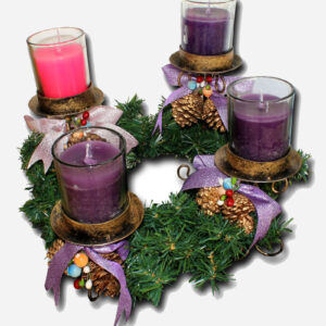 Advent Wreath with Candles - 43 x 43 x 34cm