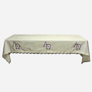 Altar Table Cover White with Lace 57 x - Purple Alpha Omega Design