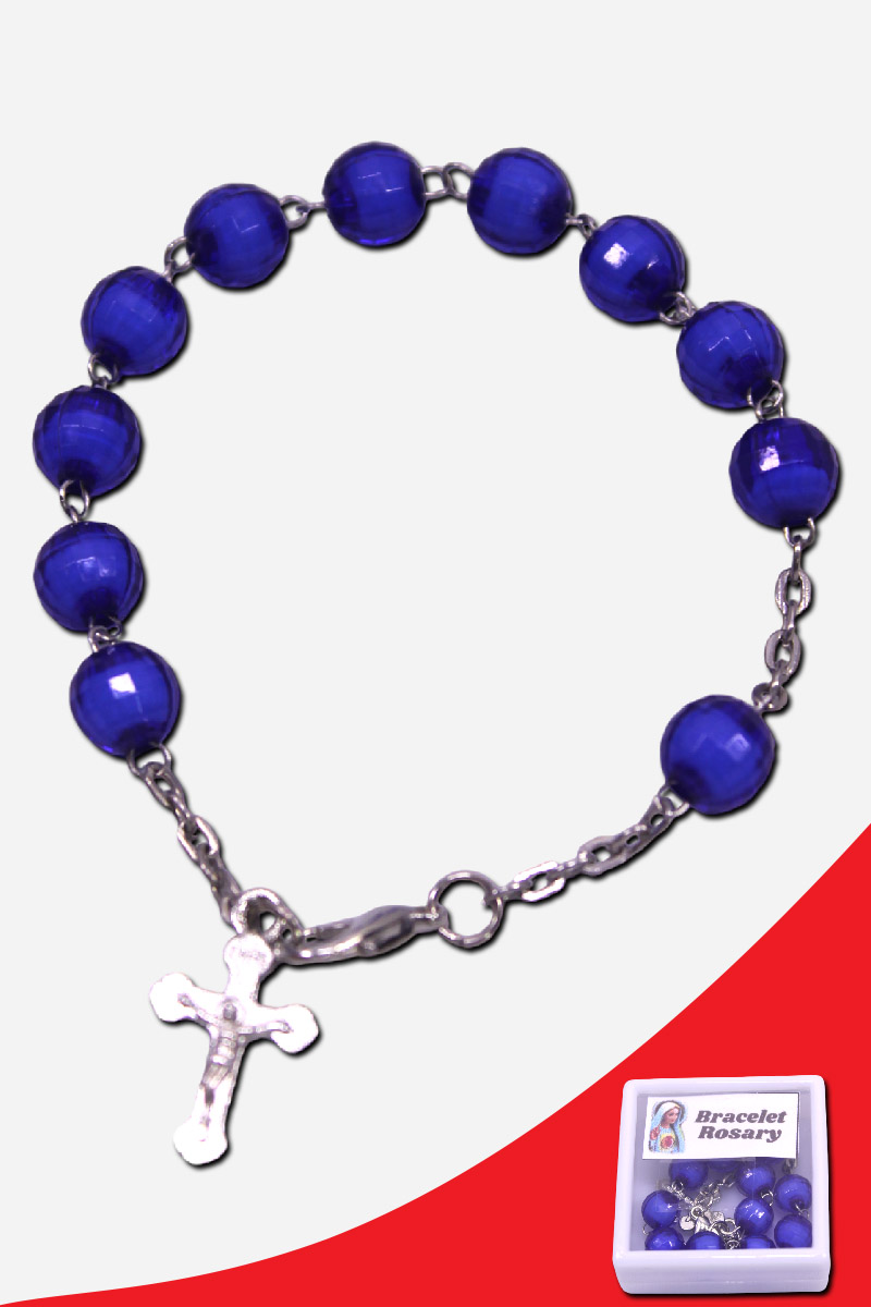 Bracelet Rosary Cotton Beads with Case Blue