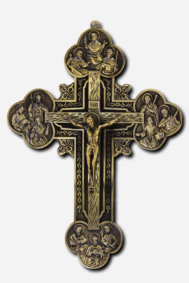 Bronze Finish Crucifix wall Mounted no stand - 20 x 2 x 18 cm