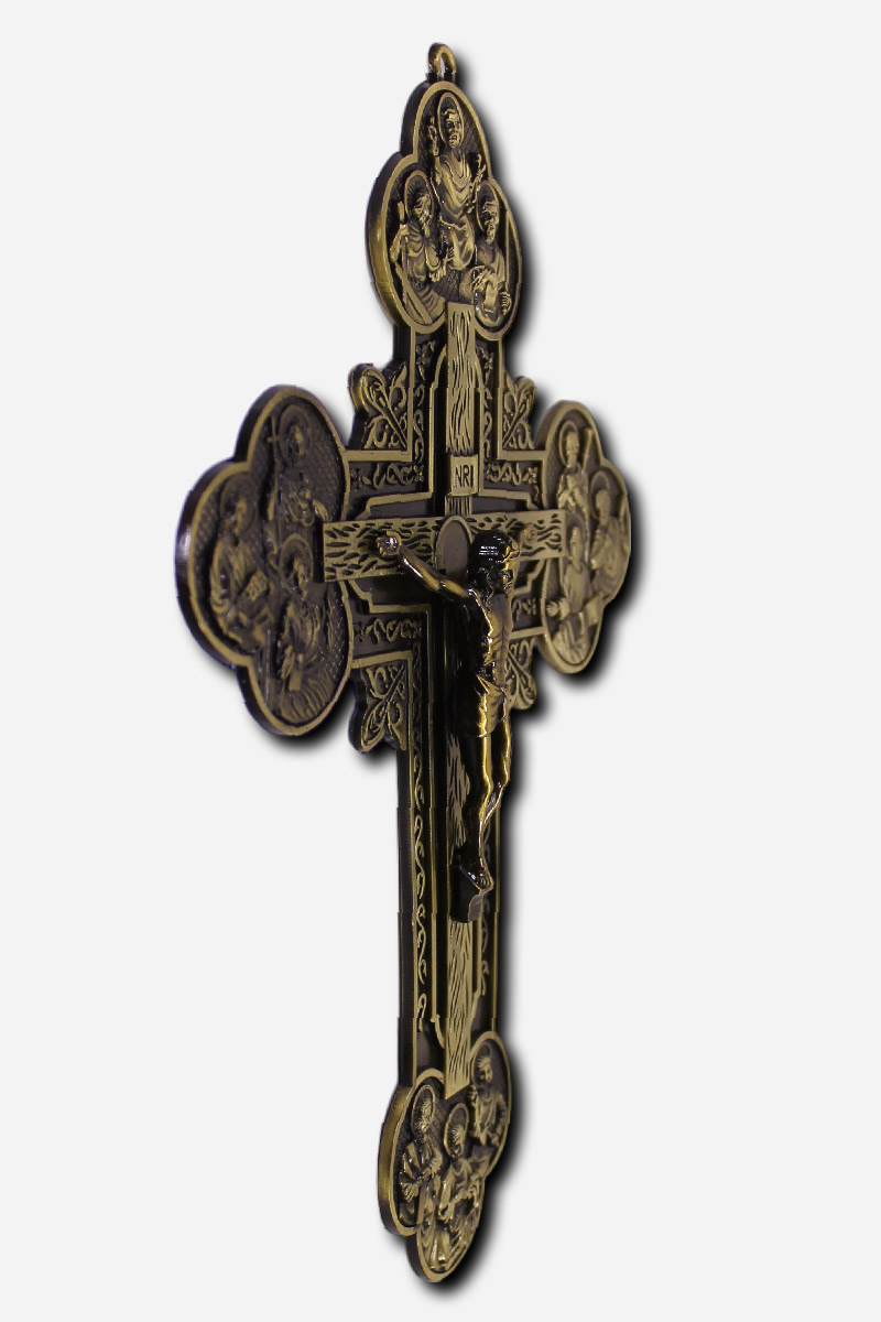 Bronze Finish Crucifix wall Mounted no stand - 20 x 2 x 18 cm - Image 2