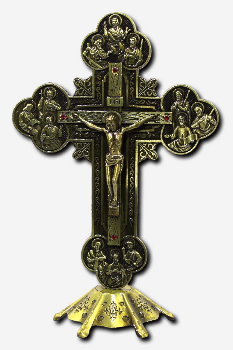 Bronze Finish Crucifix with Stand - 13 x 8 x