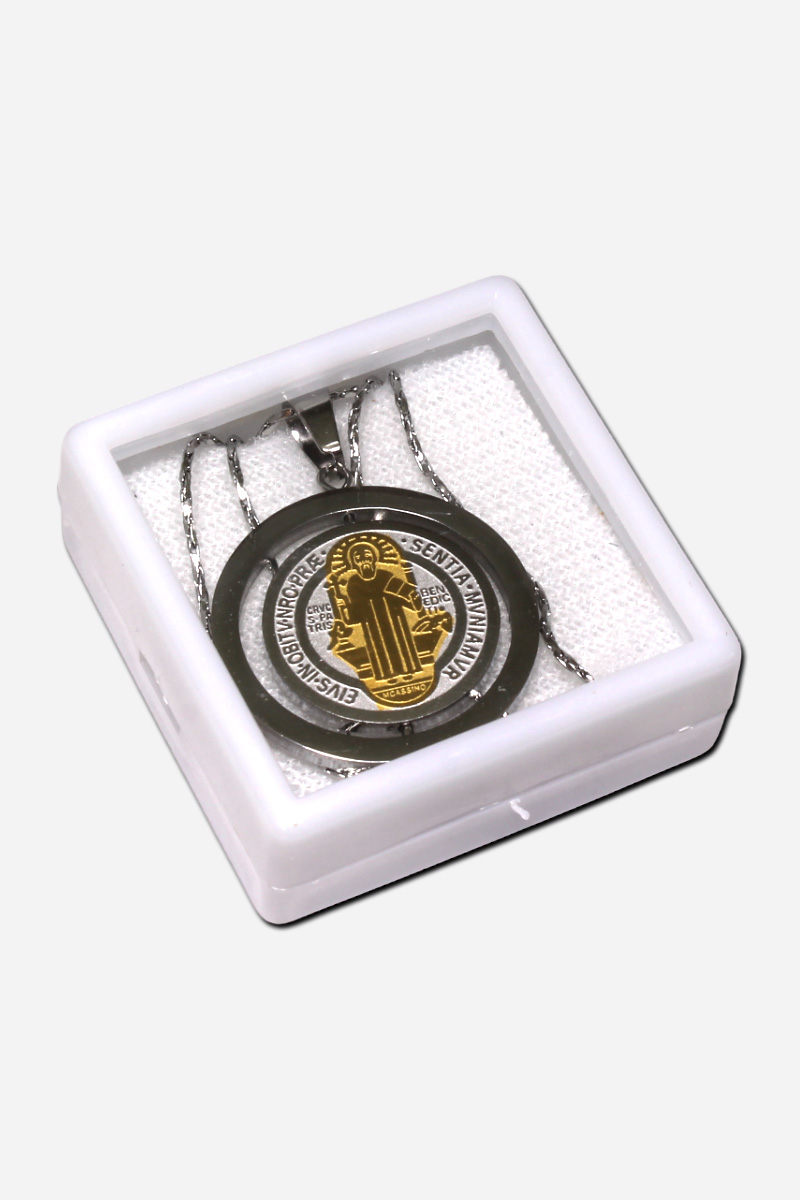 Saint Benedict Medal Necklace with Rotating Pendant - Image 4
