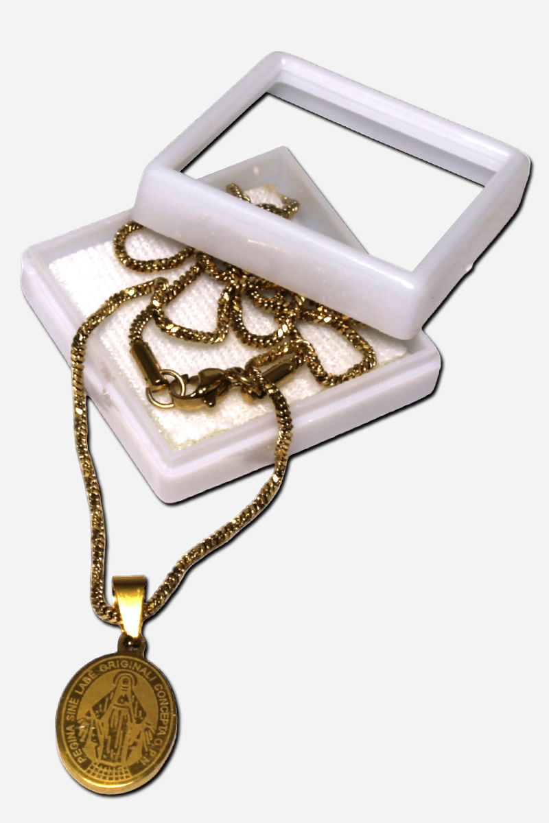 Our Lady of Miraculous Medal Necklace - Gold - Image 3