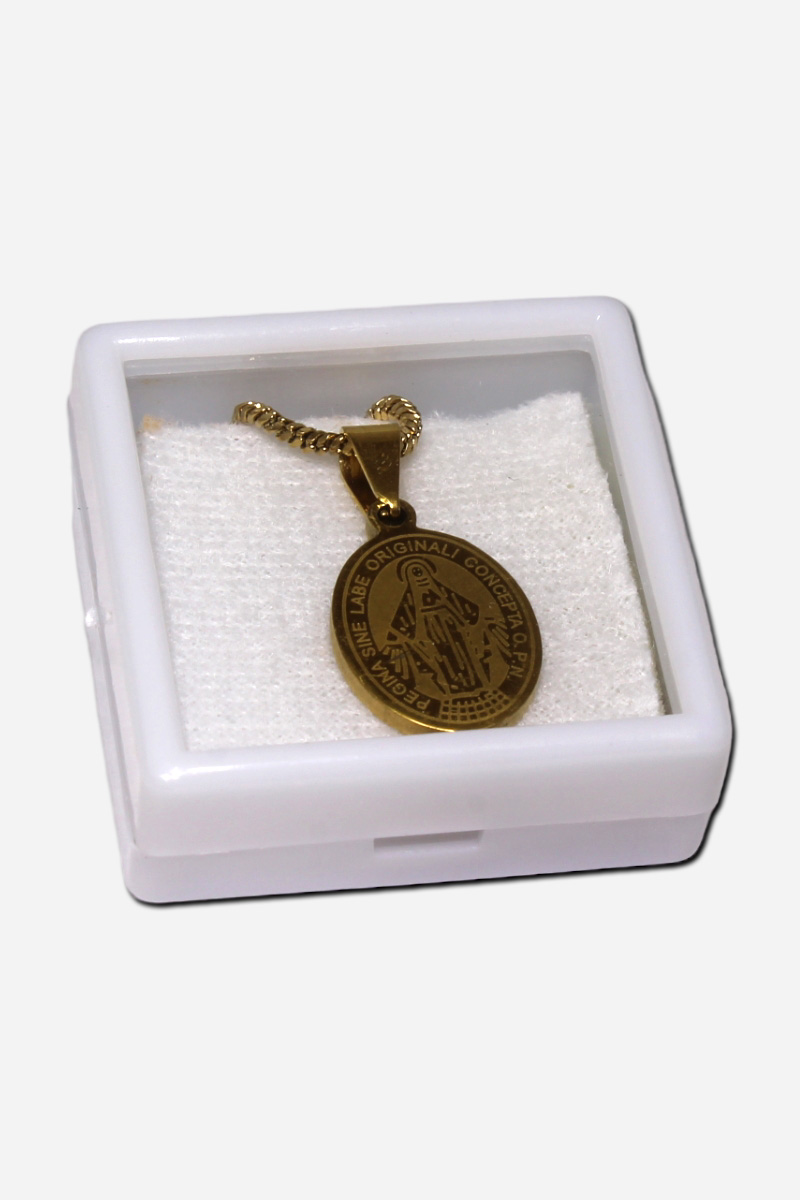 Our Lady of Miraculous Medal Necklace - Gold - Image 4