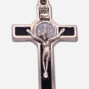 Cross Necklace with Saint Benedict Medal - Nickel Blue - 3 x - Made in Italy