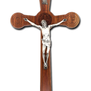 Crucifix with Saint Benedict Medal - Olive Wood 1 FOOT - Italy