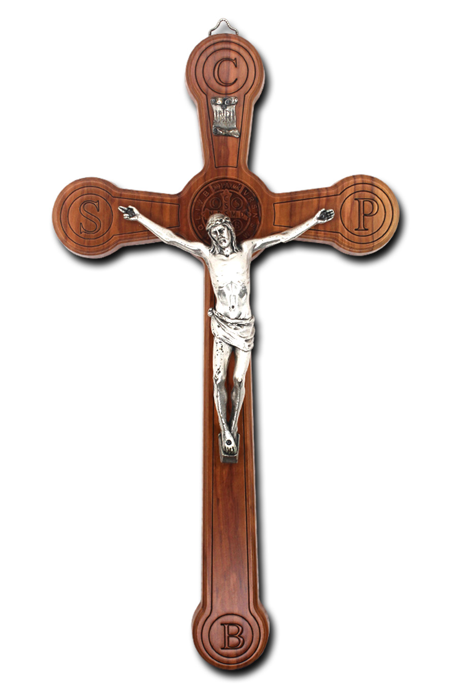 Crucifix with Saint Benedict Medal - Olive Wood 1 FOOT - Italy