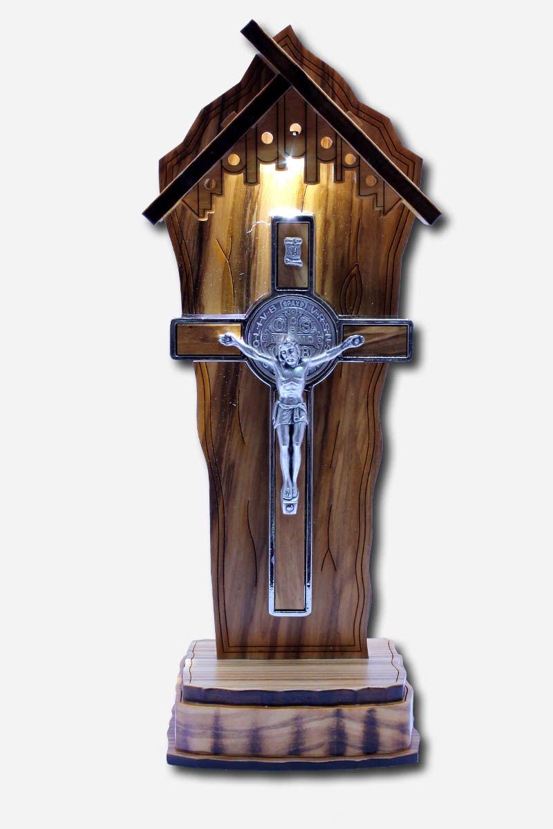 Saint Benedicts Cross with Light - 3 x 2 x - C5-115314 Made in Italy