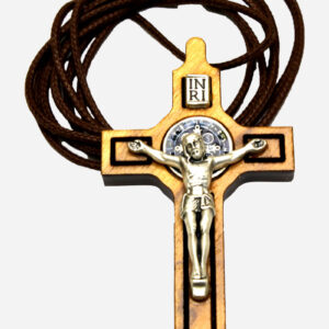CRUCIFIX NECKLACE - SAINT BENEDICT 3x6 cm MADE IN ITALY