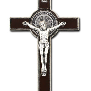 Crucifix with Saint Benedict Medal - Red 12 cm