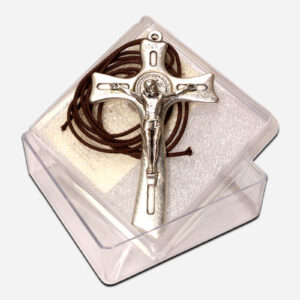 Cross Necklace with St Benedict - Nickel