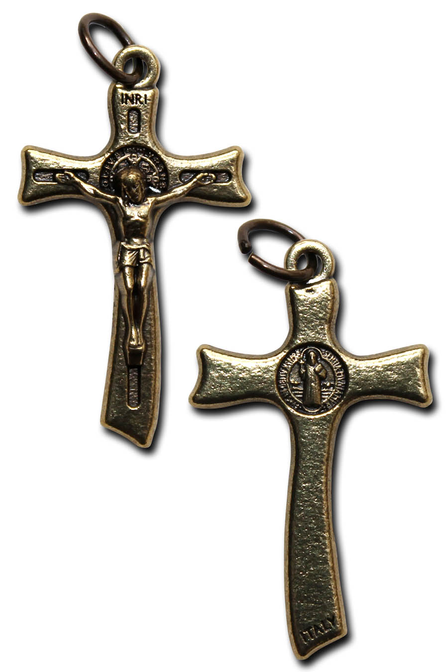 Cross Pendant with Saint Benedict Medal - Bronze