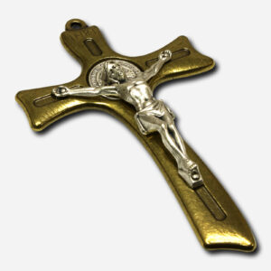 CRUCIFIX WITH SAINT BENEDICT MEDAL - BRONZE 5 INCHES - ITALY