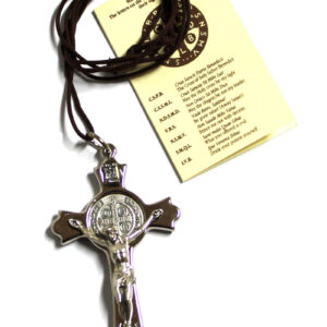 Saint Benedict Cross Pendant Necklace- Silver