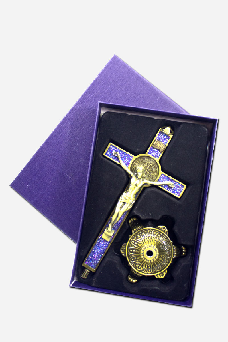 CROSS WITH SAINT BENEDICT MEDAL - Blue 4 x - Image 3