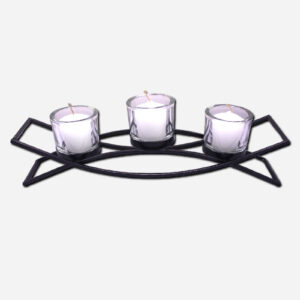 CANDLE HOLDER WITH 3 CANDLES - 14 X 3 X