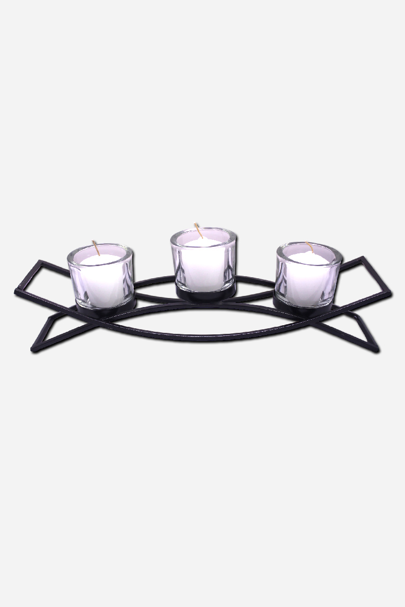CANDLE HOLDER WITH 3 CANDLES - 14 X 3 X