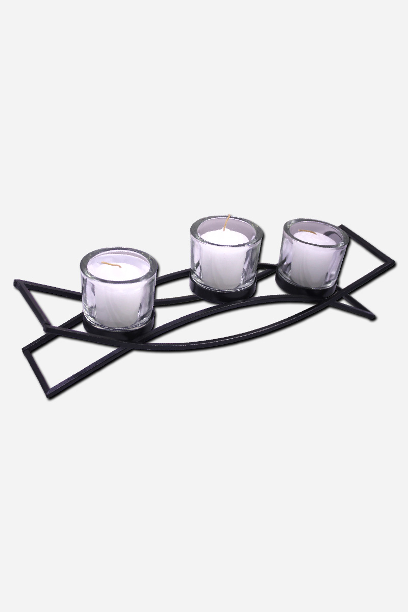 CANDLE HOLDER WITH 3 CANDLES - 14 X 3 X - Image 3