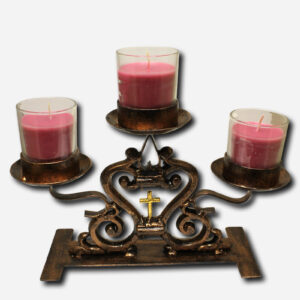 CANDLE HOLDER WITH CANDLES - 30 X 10 X