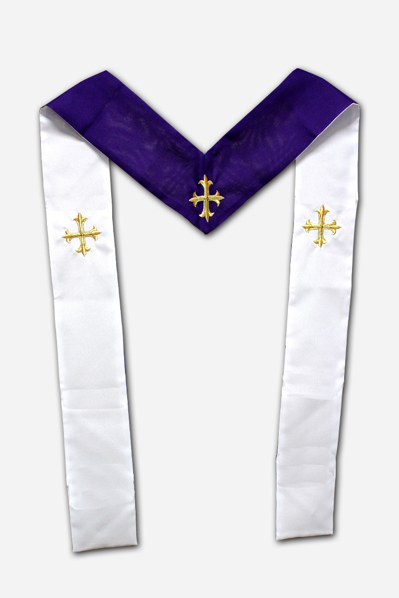 CONFESSION STOLE - WHITE AND PURPLE