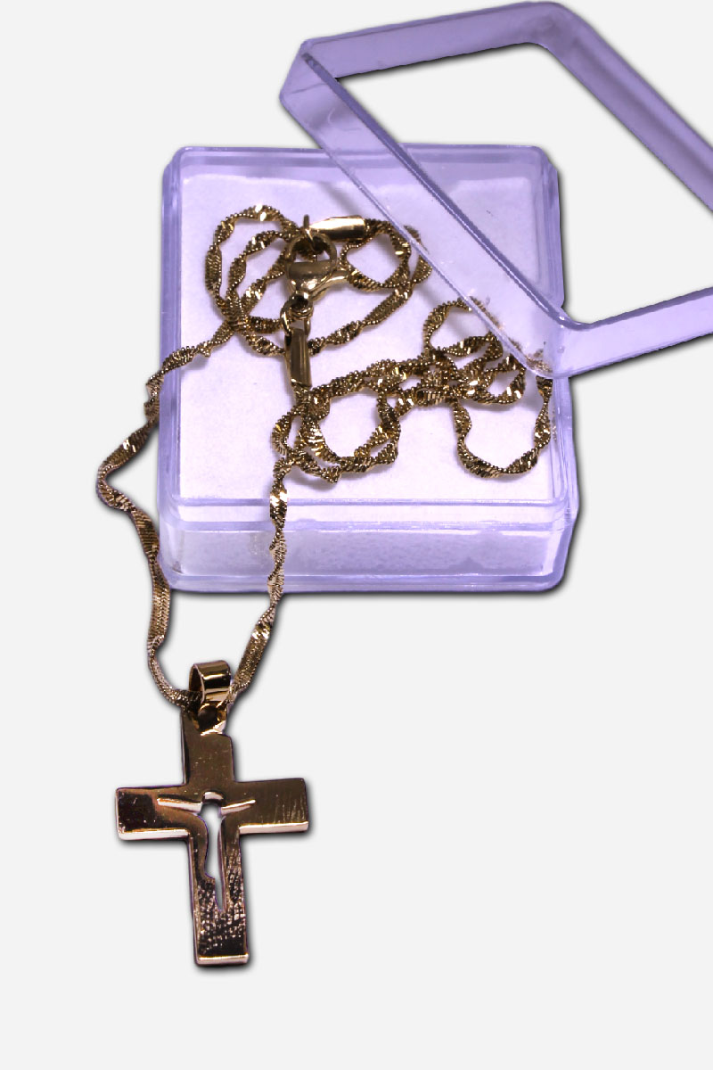 CRUCIFIX NECKLACE GOLD COLORED - 12 X
