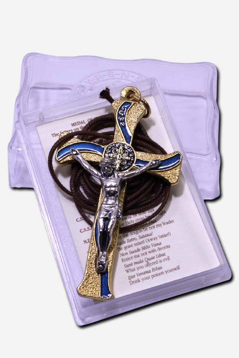 CRUCIFIX NECKLACE WITH SAINT BENEDICT MEDAL - 3 INCHES - Image 5
