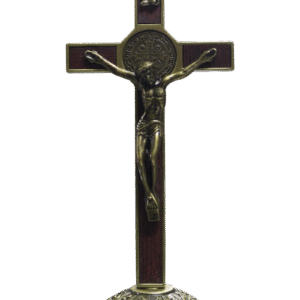 Crucifix with Saint Benedict Medal - removable stand - Bronze