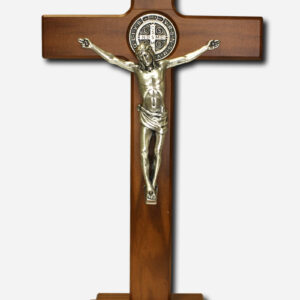 CRUCIFIX WITH SAINT BENEDICT MEDAL - 27 CM OLIVE WOOD MADE IN ITALY
