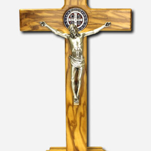 CRUCIFIX WITH SAINT BENEDICT MEDAL - 27 CM OLIVE WOOD MADE IN ITALY