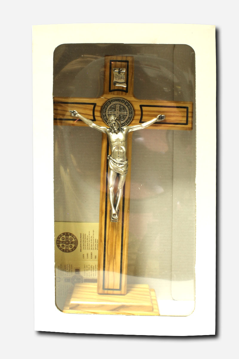 CRUCIFIX WITH SAINT BENEDICT MEDAL - 27 CM OLIVE WOOD MADE IN ITALY - Image 4