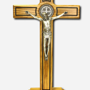CRUCIFIX WITH SAINT BENEDICT MEDAL - 27 CM OLIVE WOOD MADE IN ITALY