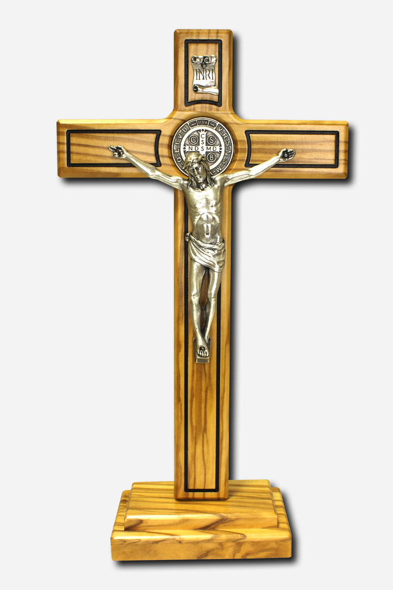CRUCIFIX WITH SAINT BENEDICT MEDAL - 27 CM OLIVE WOOD MADE IN ITALY