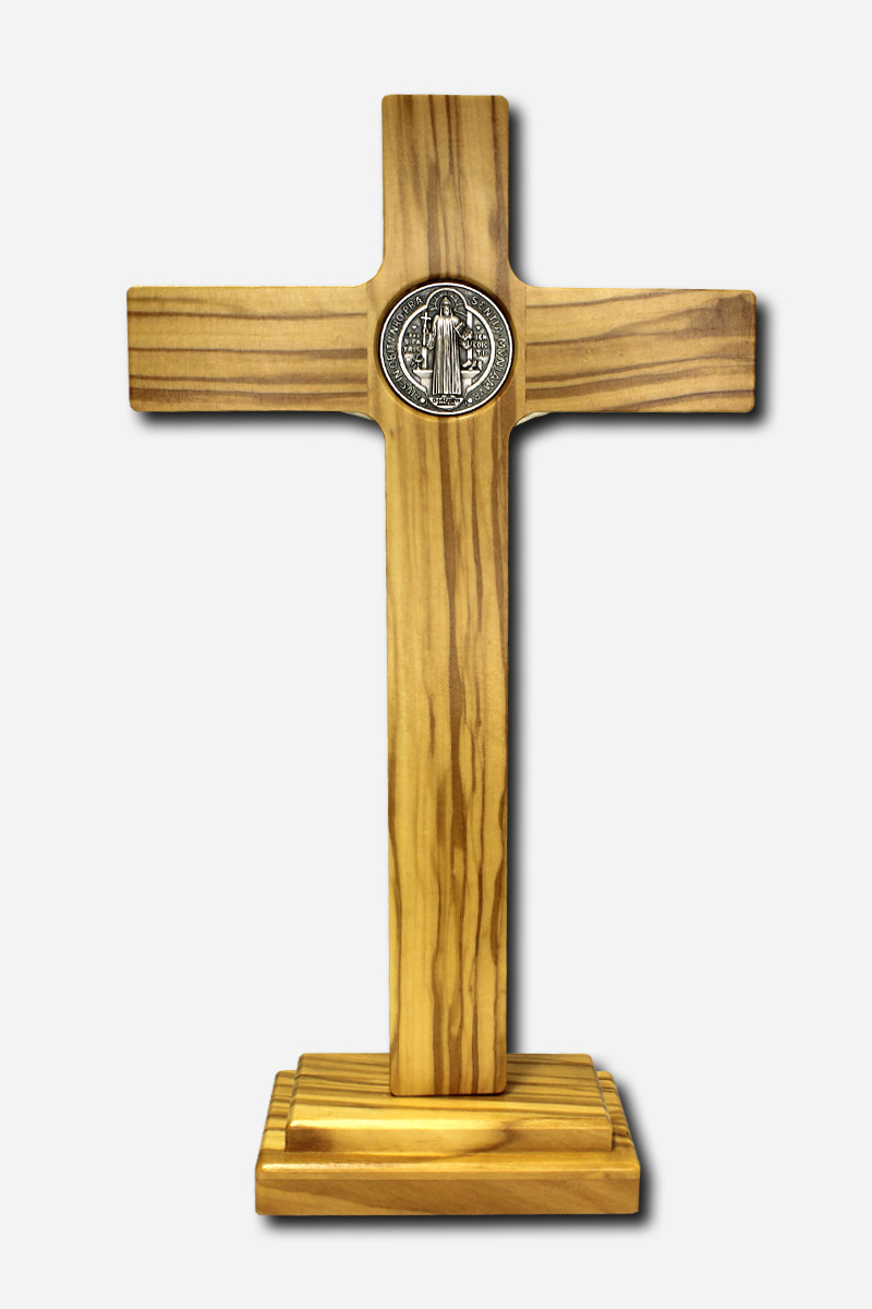 CRUCIFIX WITH SAINT BENEDICT MEDAL - 27 CM OLIVE WOOD MADE IN ITALY - Image 3