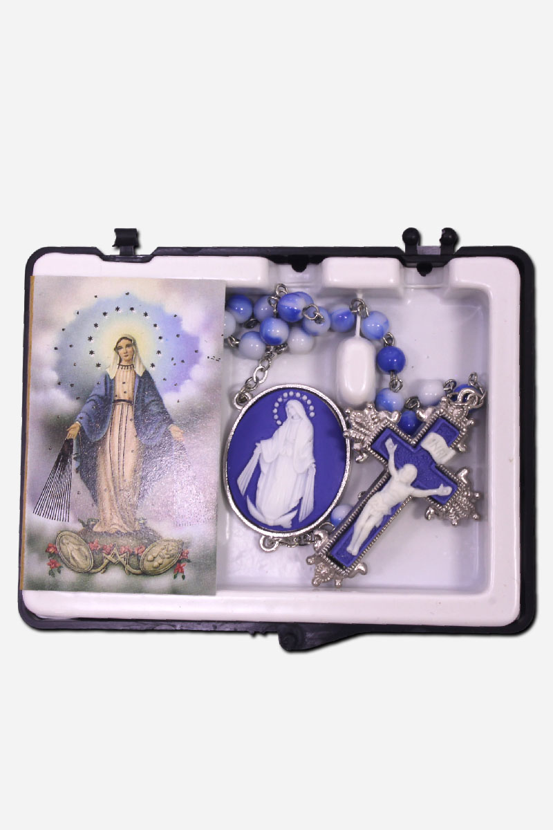 Cameo Rosary with Miraculous Medal - 6mm Beads - Image 3