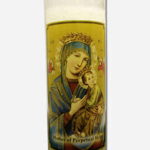 CANDLE IN GLASS - OUR MOTHER OF PERPETUAL HELP - 7 X 7 x