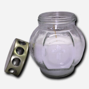 Candle In Glass Oval Design with Cover - White