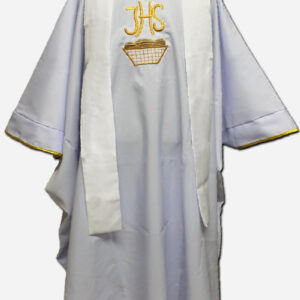 Chasuble White JHS with Bread - LARGE