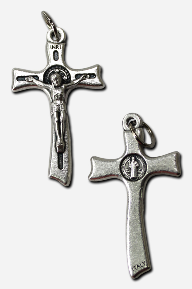 Cross Pendant with Saint Benedict Medal 18 x 32 mm Italy